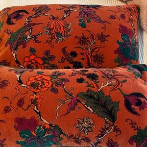 World market Burnt Orange Floral Velvet Decorative Pillow Pair 24x12